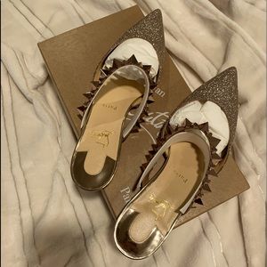 Louboutin Planet Choc mini glitter mules, Pink Bronze